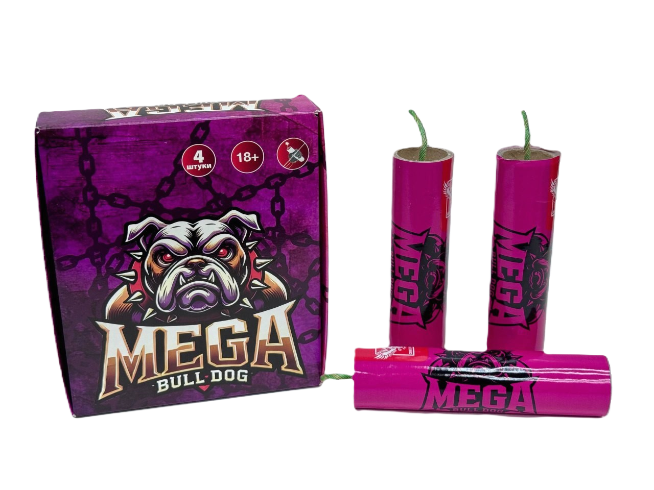 Петарды "MEGA BULL DOG" ССК 023 — особо мощные крупные фитильные петарды
